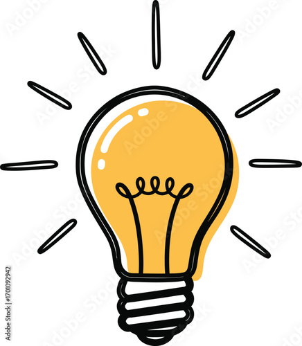 Bright idea symbol simple doodle lightbulb concept graphic innovation brainstorming energy vector