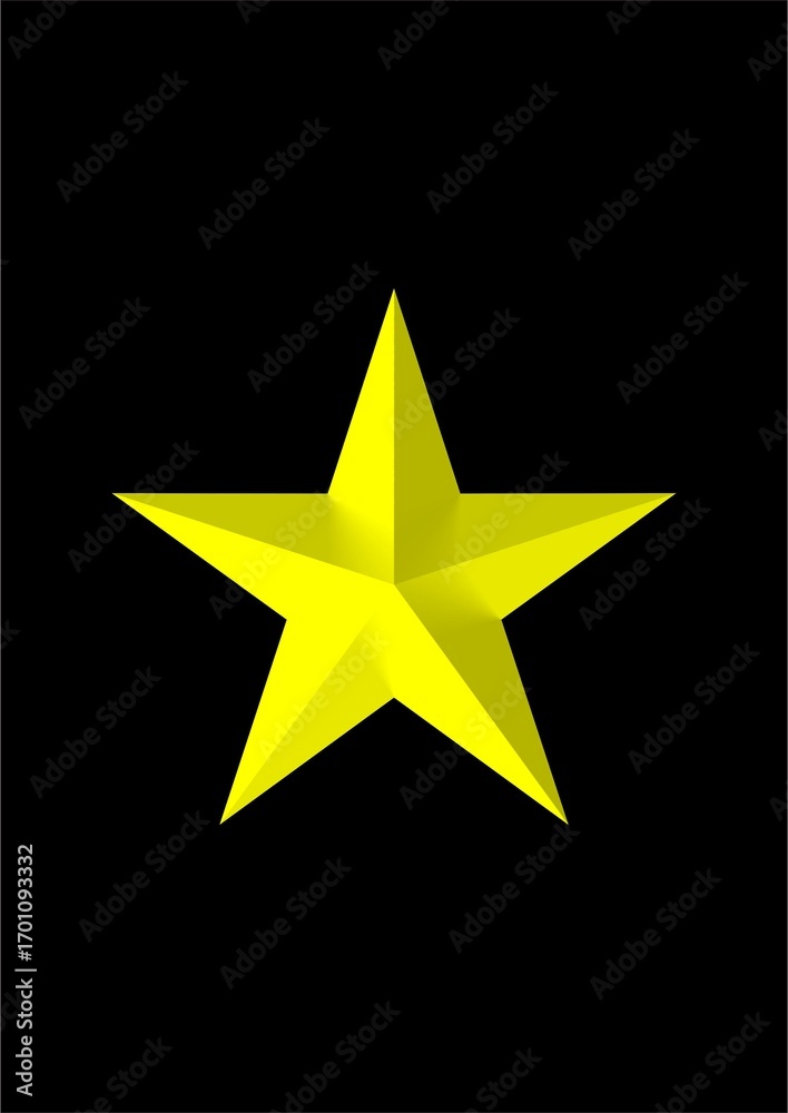 Obraz premium 3D Yellow Star on Black Background