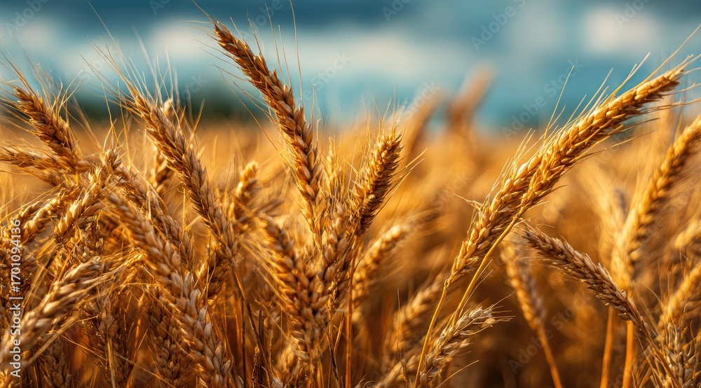 Fototapeta premium Golden wheat field in sunlight