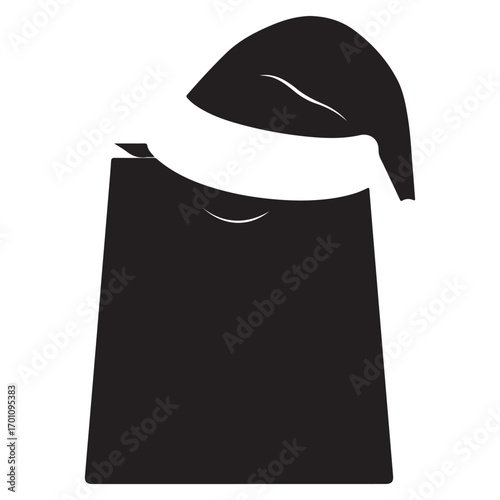 Abstract black silhouette of a person wearing a hat and cloak