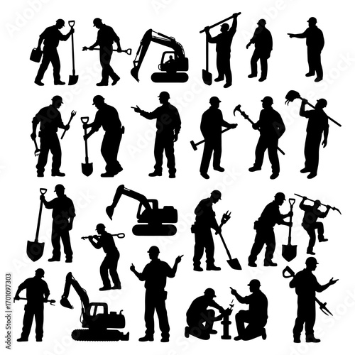 Construction and Industrial Worker Silhouettes
