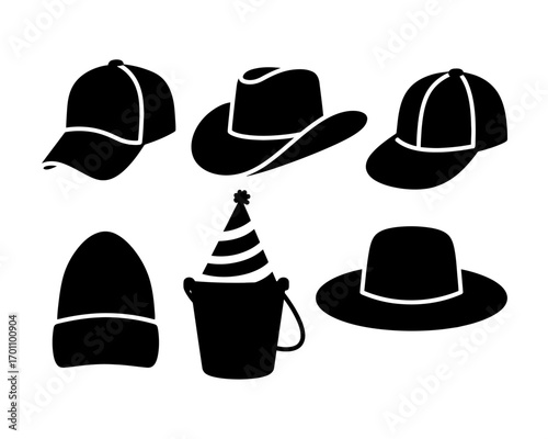 Collection of Hat Silhouettes in Various Models