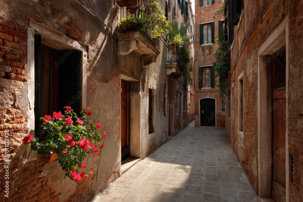 Obraz premium immerse yourself in enchanting ambiance of venice narrow alleyways where history resonates