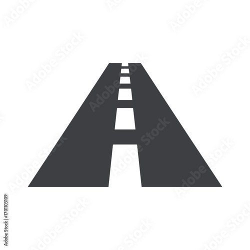 Circular highway horizon logo with futuristic design and road direction