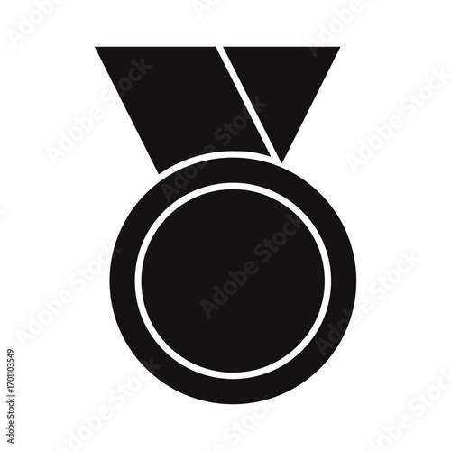Simple Black Medal Icon Award, Achievement, Recognition, Silhouette