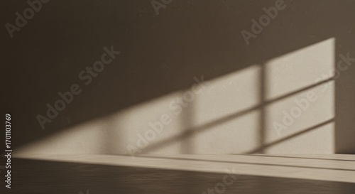 Shadows cast by the window create a serene and calm mood in the empty room.