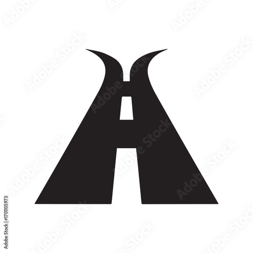 Elegant modern highway logo showing sunrise and continuous growth journey