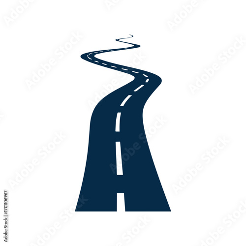 Elegant circular highway road logo showing forward journey and success