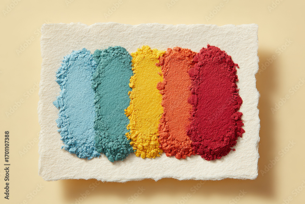 Fototapeta premium stunning palette of ultrabright paints elegantly arranged on parchment inviting creativity and inspiration