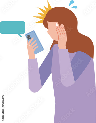 連絡をもらい驚く女性