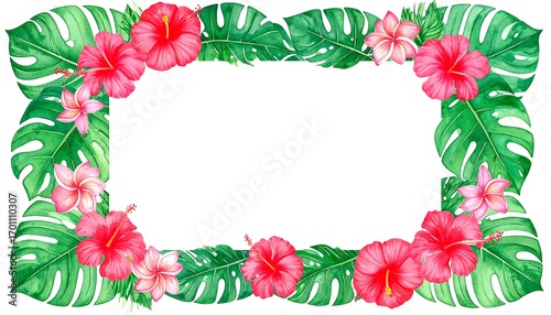 Tropical flower border frame