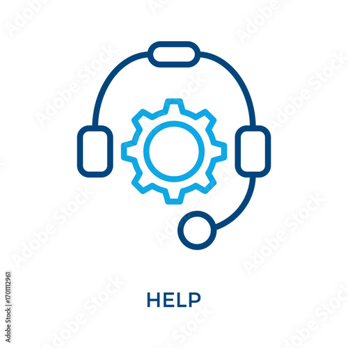 Help Icon Outline Color Style. Vector Illustration For Graphic Design