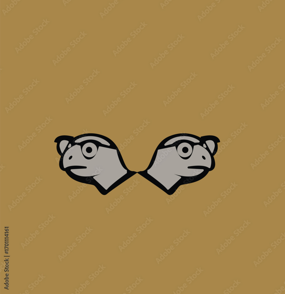 Fototapeta premium illustration of a turtle head with a colored background.