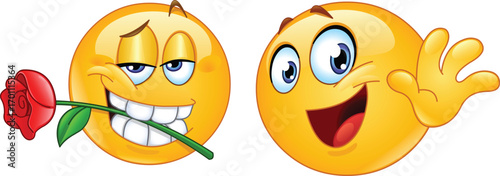 Collection of colorful digital emoticons for communication