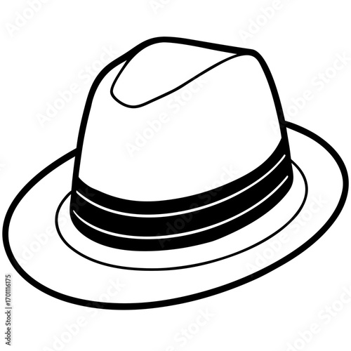 Minimal Fedora Hat Line Art Vector on White Background