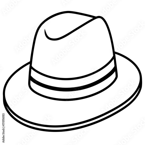 Minimal Fedora Hat Line Art Vector on White Background