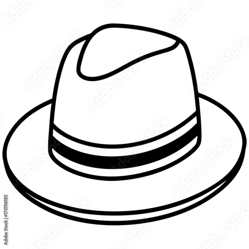 Minimal Fedora Hat Line Art Vector on White Background