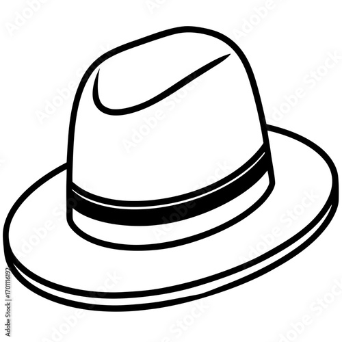 Minimal Fedora Hat Line Art Vector on White Background