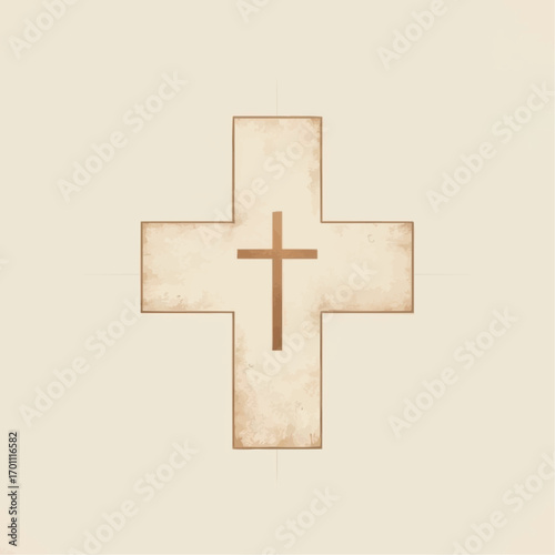 Stylized Christian cross illustration with a textured finish on a light background