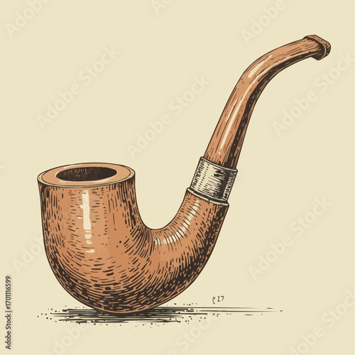 Vintage smoking pipe illustration on a light background
