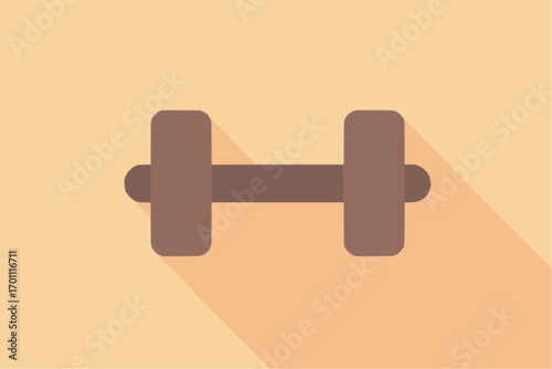 Simple dumbbell icon with a shadow effect on a light background
