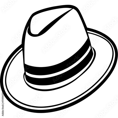 Simple Fedora Hat Outline Illustration Vector