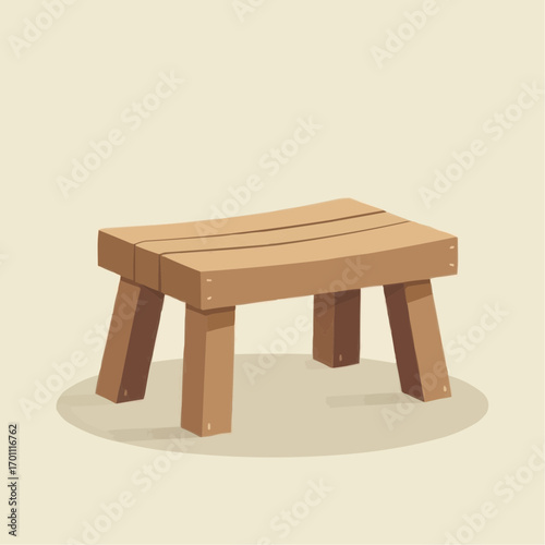 Simple wooden stool on a light background
