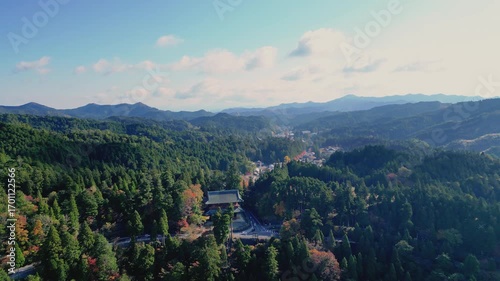 「秋の高野山空撮」和歌山県高野町 - Autumn Aerial View of Koyasan – Kōya Town, Wakayama, Japan