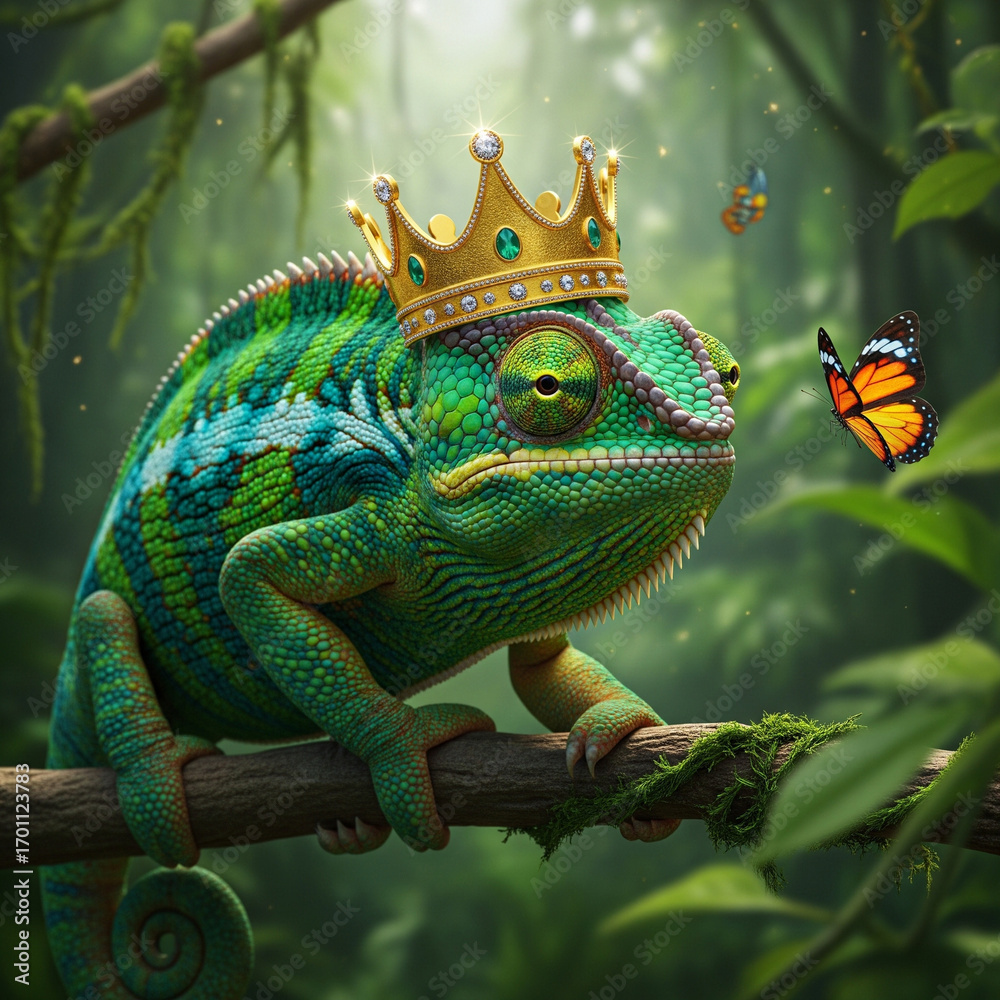 Obraz premium crowned chameleon king
