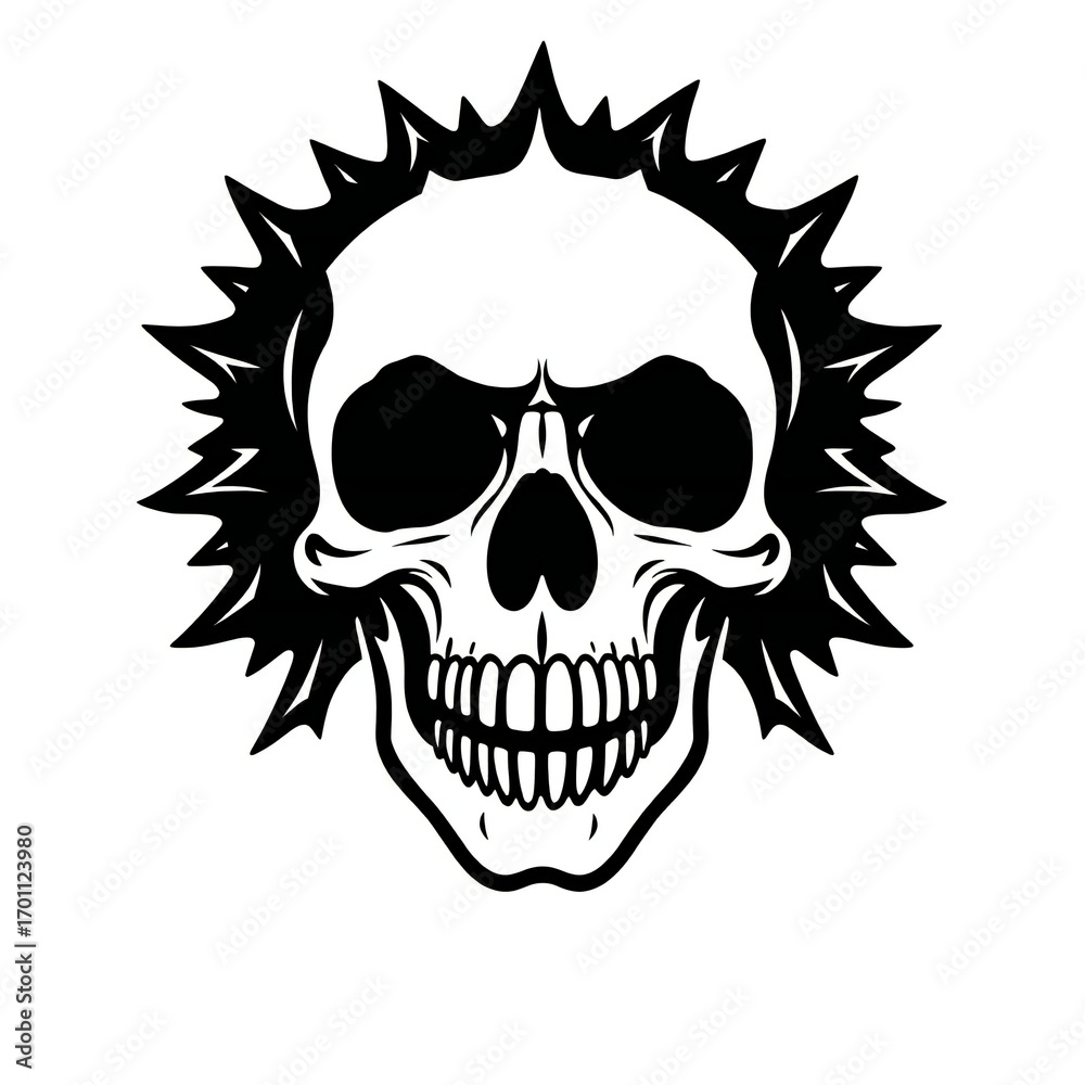 Fototapeta premium Spiky hairstyle skull illustration