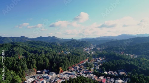 「秋の高野山空撮」和歌山県高野町 - Autumn Aerial View of Koyasan – Kōya Town, Wakayama, Japan
