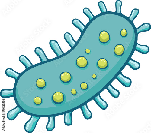 Vector Illustration of Bacteria Science, Cut Out Cartoon