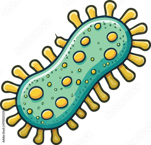 Vector Illustration of Bacteria Science, Cut Out Cartoon