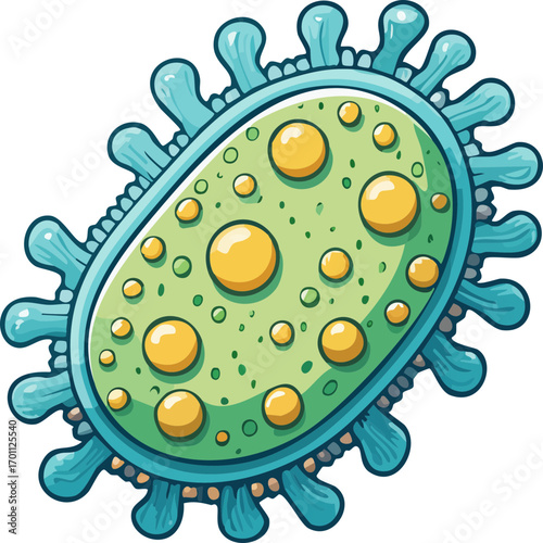 Vector Illustration of Bacteria Science, Cut Out Cartoon