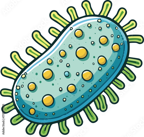 Vector Illustration of Bacteria Science, Cut Out Cartoon