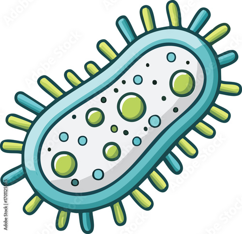 Vector Illustration of Bacteria Science, Cut Out Cartoon