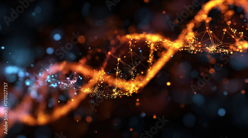Vibrant dna structure glows in database of colors showcasing dynamic system of life and information