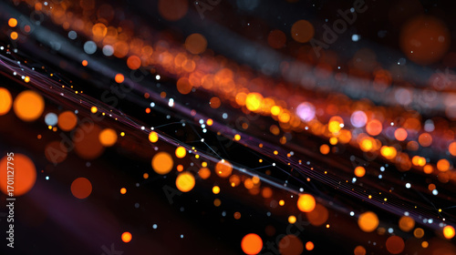 Dynamic dna database system visualizes vibrant particles and glowing lines creating mesmerizing abstract scene of technology and innovation