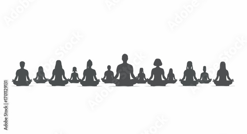 Diverse Group Meditation Icons in Lotus Position for Wellness, Mindfulness, and Spiritual Practice Illustrations and Vector Designs