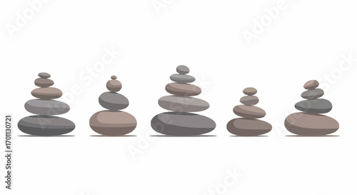 Serene Stone Stacks Illustration for Meditation Practices, Wellness Concepts, and Zen Gardens, Ideal for Promoting Harmony, Balance, and Mindfulness