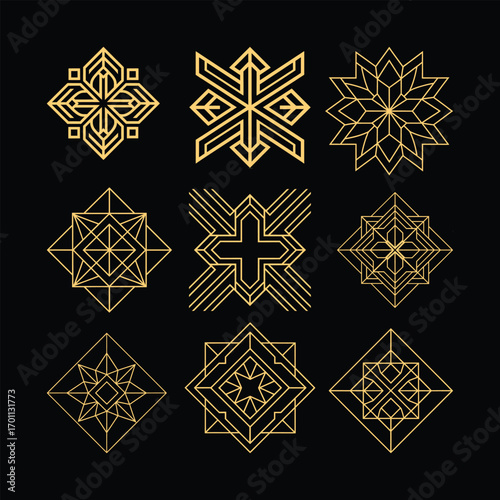 Geometric Golden Pattern Design – Elegant Decorative Abstract Illustration