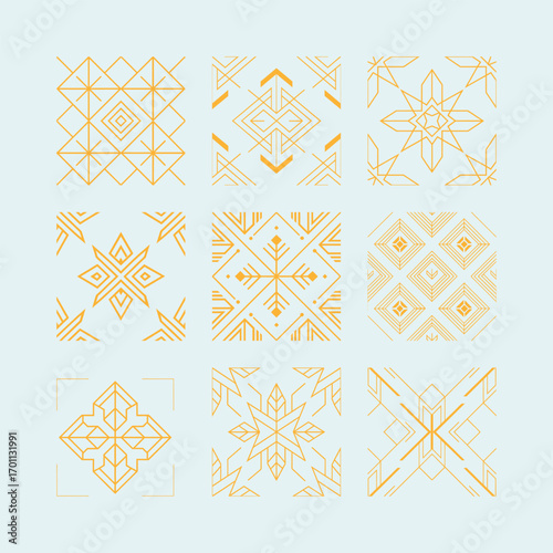 Geometric Golden Pattern Design – Elegant Decorative Abstract Illustration