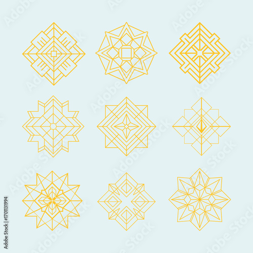 Geometric Golden Pattern Design – Elegant Decorative Abstract Illustration