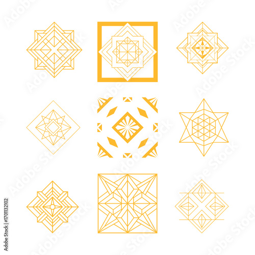 Geometric Golden Pattern Design – Elegant Decorative Abstract Illustration