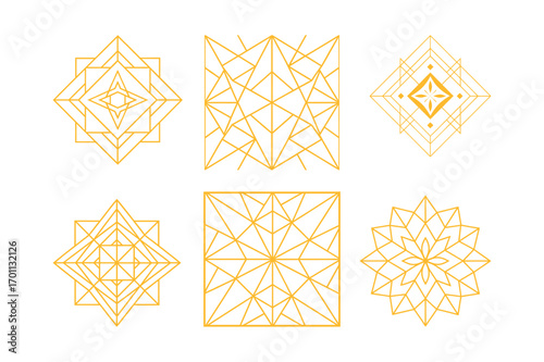 Geometric Golden Pattern Design – Elegant Decorative Abstract Illustration