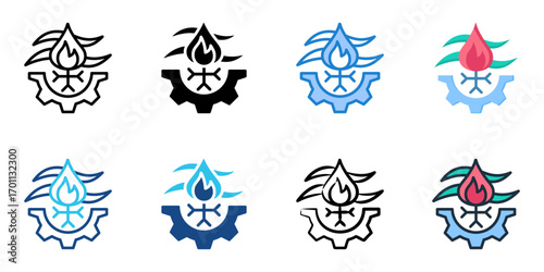 HVAC icon set multiple style collection 
