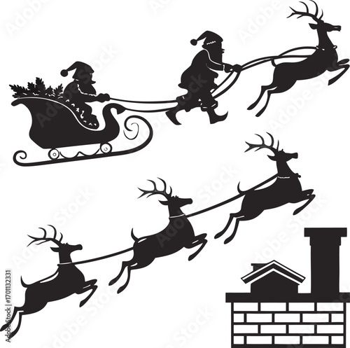 Santa claus and reindeer vector illustration