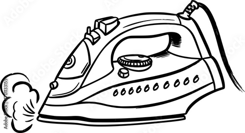 silhouette vector of  steam iron, showcasing household appliance isolated on white background svg png