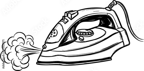 silhouette vector of  steam iron, showcasing household appliance isolated on white background svg png