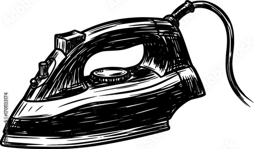 silhouette vector of  steam iron, showcasing household appliance isolated on white background svg png